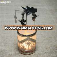 High quality customized rotary angel windmill surrounds luxury glass candle jar