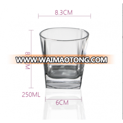 Custom Wholesale Bar Whiskey Drinking Glasses Scotch Glasses/7.5 Ounce Square Heavy Base Shot Glass for Whiskey