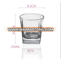 Custom Wholesale Bar Whiskey Drinking Glasses Scotch Glasses/7.5 Ounce Square Heavy Base Shot Glass for Whiskey