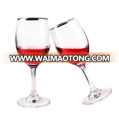 Wholesale 200ml Crystal Goblet Short Stem Gold Rim Wine Glass Set