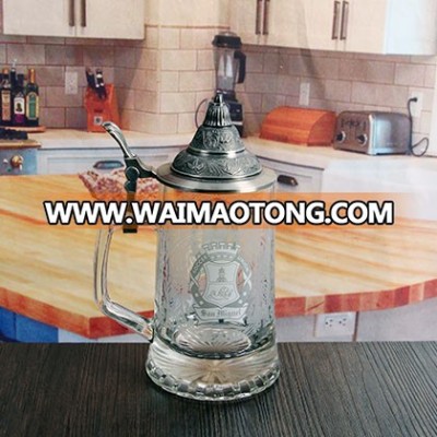 decal cheap glass beer mugs with handles glassware manufacturer