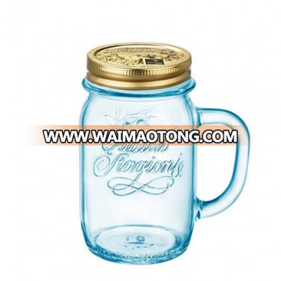 drinking glass mason jar print logo 450ml 500ml glass mason jar with silver lid